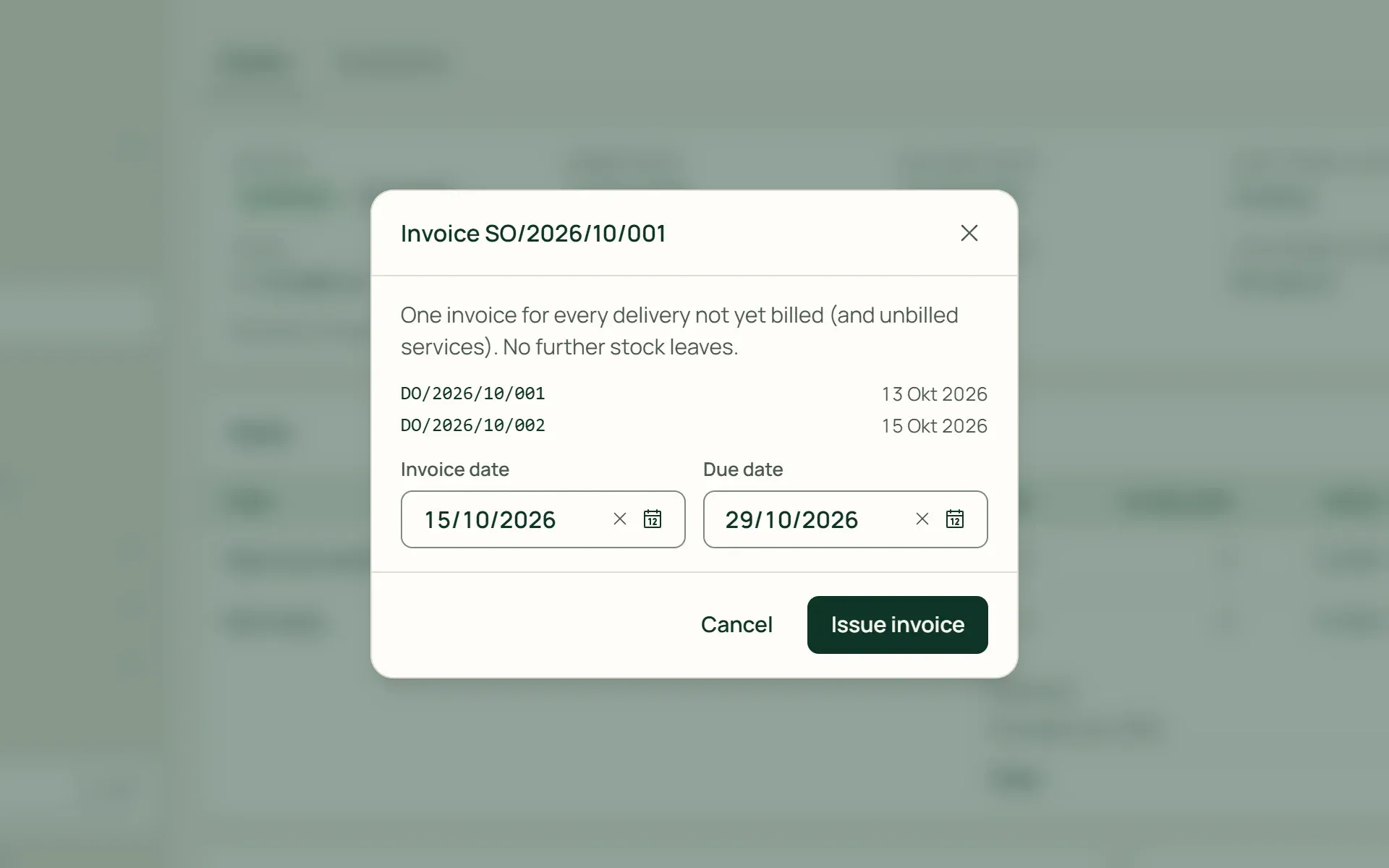 Creating one invoice from two unbilled wholesale deliveries.