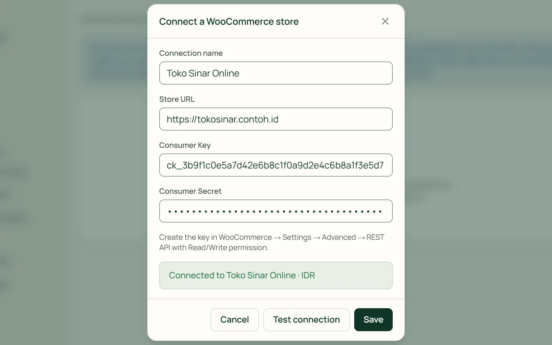 Connecting a WooCommerce store to Tumra with a Read/Write Consumer Key.